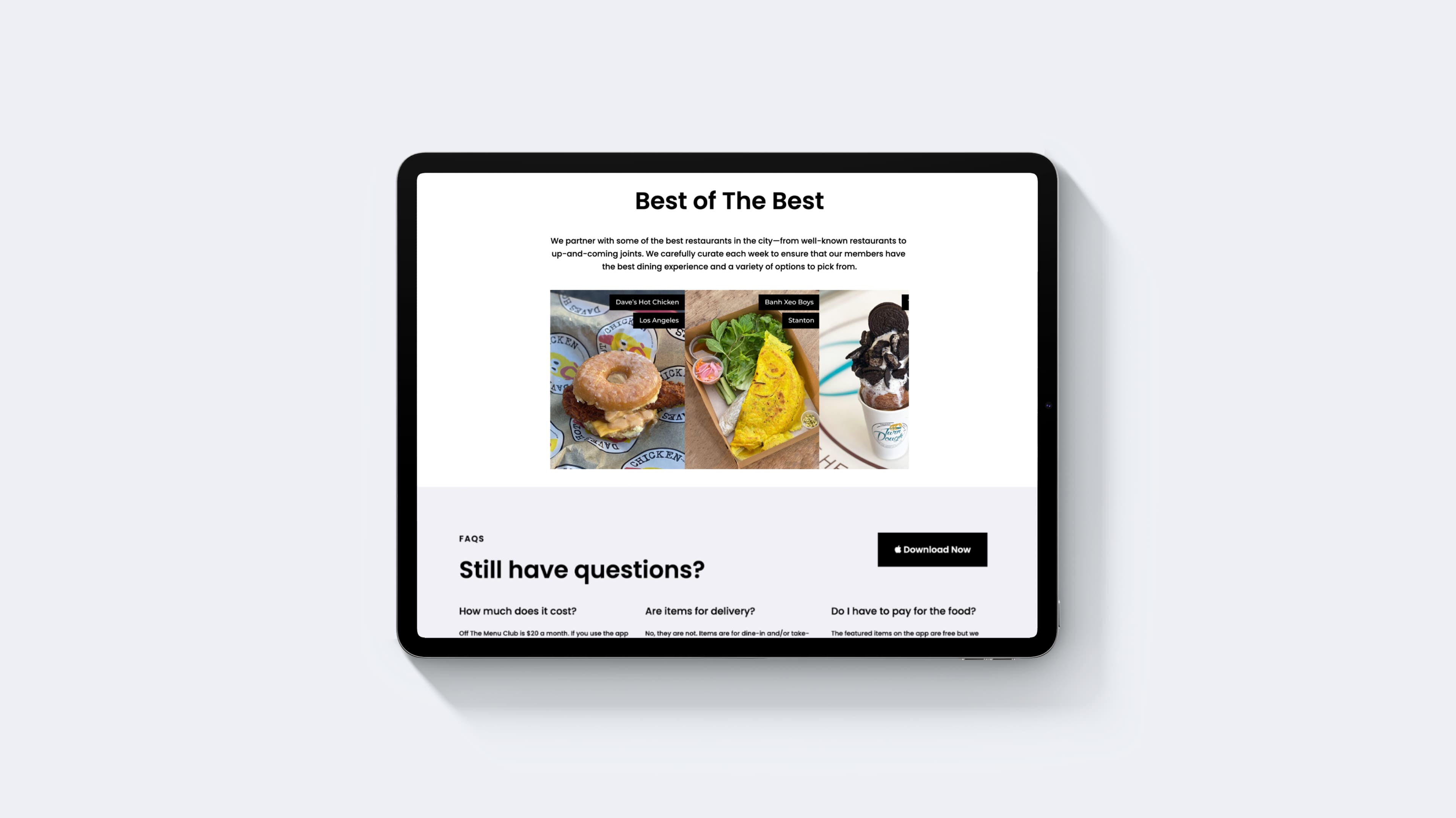 Off the menu project Challenge